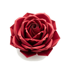 Red Origami Rose Flower Isolated on White Background – Paper Art, Handmade Floral Decoration