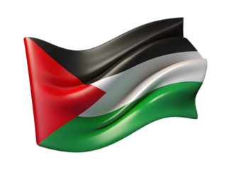 Waving Palestinian Flag With Black Background Palestine isolated on a transparent background
