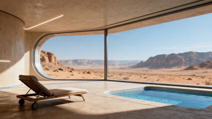 Fototapeta premium Modern Minimalist Room with Scenic Outdoor View
