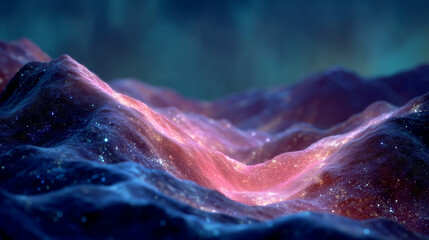 Abstract glowing landscape of hills