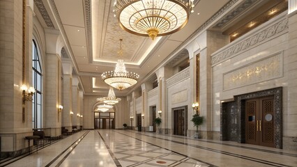 building interior lobby grand scale marble chan