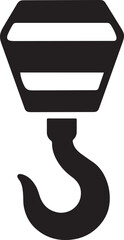 Crane Hook Icon Vector &ndash; Industrial Silhouette Isolated on White Background
