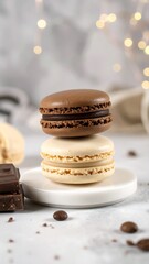 Stacked macarons, light background