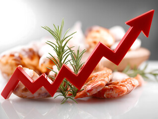 Rising agricultural and marine product prices, indicated by a red zigzag arrow