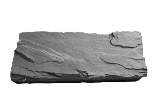 Textured gray slate rock against transparent background suitable for backgrounds and design elements