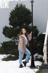 Girl in the park in winter