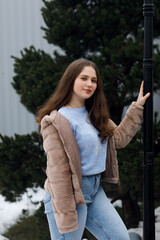 Girl in the park in winter