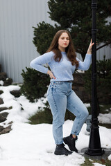 Girl in the park in winter