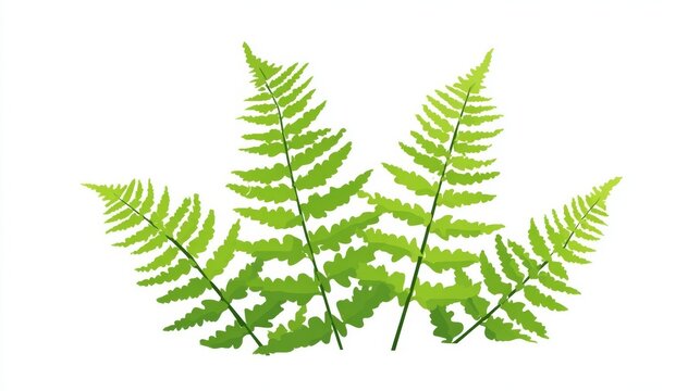 Vibrant green fern frond isolated on a white background, perfect for botanical themes