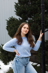 Girl in the park in winter