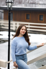 Girl in the park in winter