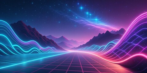 Futuristic Neon Abstract Background &ndash; Vibrant Gradient Waves and Liquid Flow