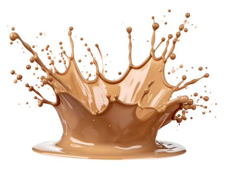 Dynamic splash of creamy liquid creating an artistic pattern against a dark background, showcasing fluid motion.