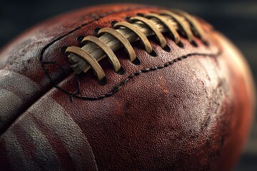 Variations of American football ball emblems showcasing detailed stitching and textured surface