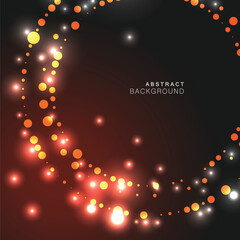 Abstract ring design with luminous swirling backdrop. Glowing spiral. Vector background