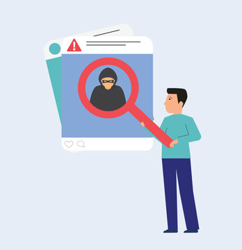 Social media scam detection, security threats and fake users. Online fraud, impersonation and deception risks.