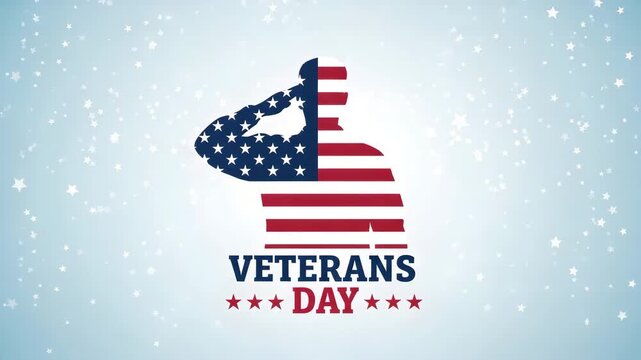 Silhouette of a soldier saluting with an american flag pattern for veterans day