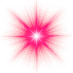 Bright pink starburst light effect isolated on transparent background