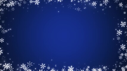 blue christmas and new year snowflakes border frame with shiny bokeh lights and glitters animation, winter holiday social media motion background - Powered by Adobe