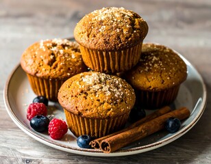 Stacked muffins with berries and cinnamon (1)