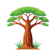 Baobab Tree Illustration Isolated on White Background