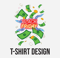 Black Friday Sale T-Shirt Design | 50% Off Discount Tag Graphic Tee Vector