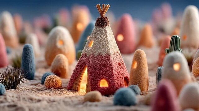 Colorful miniature teepees
