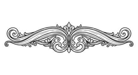 Ornate Scrollwork Divider Vector Art, Elegant Flourish Illustration, Classic Baroque Design Element for Print and Web