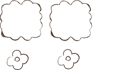 Simple Hand Drawn Decorative Elements Featuring Clouds and Flowers for Creative Design