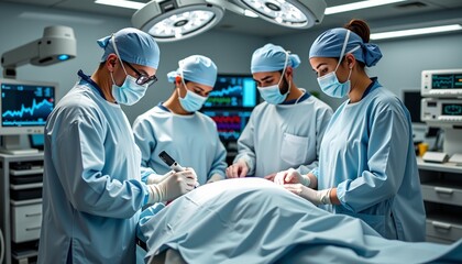 Futuristic Surgical Team Performing Precision