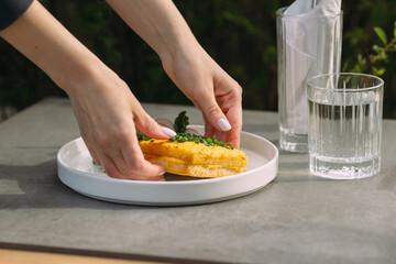 Serving delicious food on a summer day