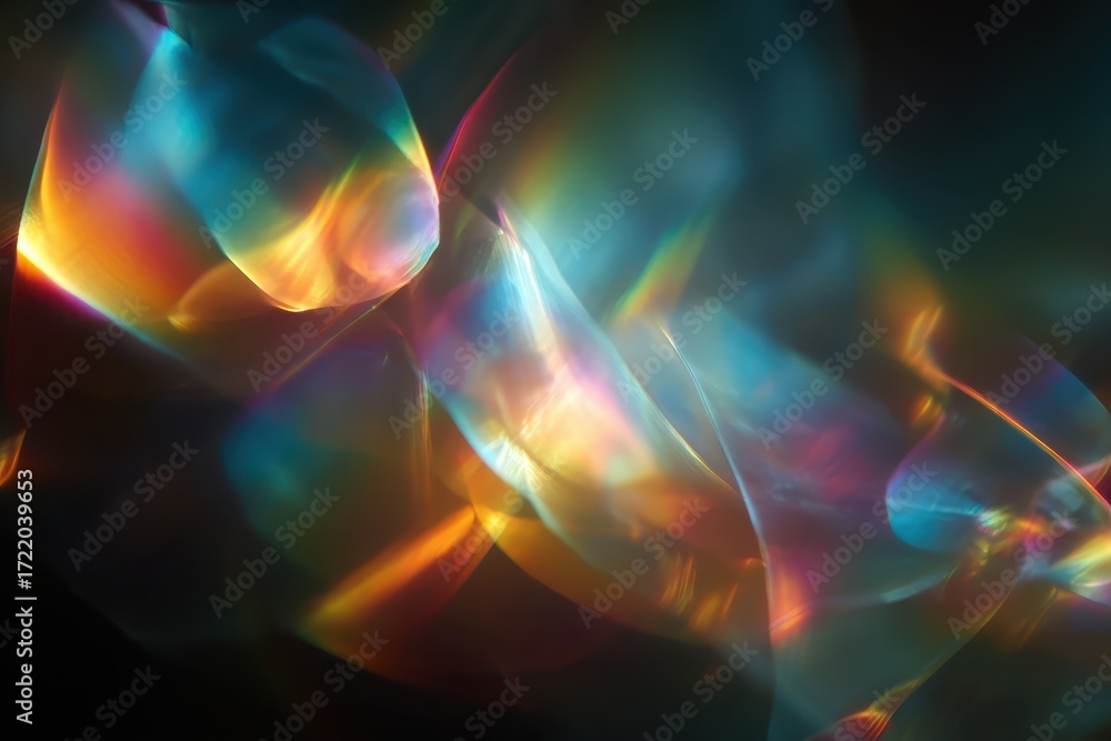 Poster Colorful light abstract background showcasing vibrant hues and luminous patterns in a dynamic arrangement, evoking a sense of movement and energy