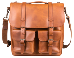A stylish brown leather messenger bag with multiple pockets and a classic design for everyday use and travel.
