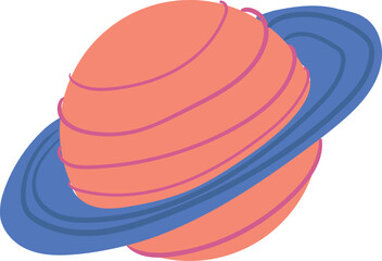 vector art of orange planet with purple details and blue planetary ring © Raphael
