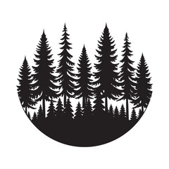 Obraz premium Wild Woodland Silhouette Landscape Illustration