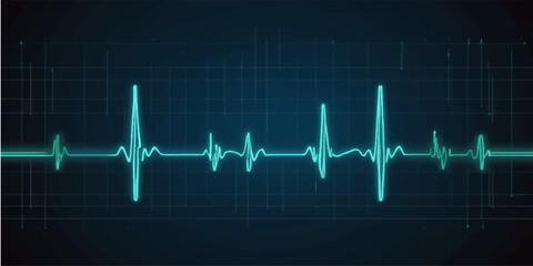 Medical heartbeat pulse on a monitor with a cardiogram graph showing a healthy blue and green line