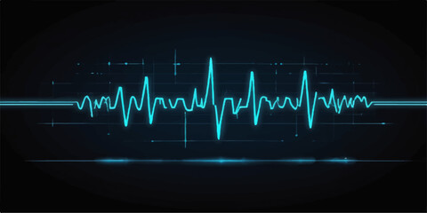 Heart's electrical impulses create a rhythmic pulse wave on a medical monitor's electrocardiogram