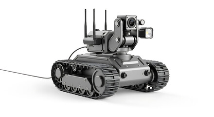 Surveillance Robot on White Background