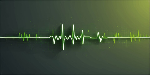 Naklejka premium A continuous green line on a medical monitor illustrates the rhythmic heartbeat of a healthy life