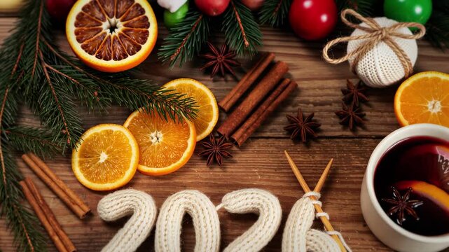 Knitted Wool 2026 with Rustic New Year Decor