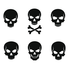 Set of six scary skull and crossbones designs for a spooky aesthetic