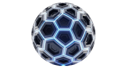 Naklejka premium Abstract futuristic sphere with glowing blue geometric pattern isolated on transparent background
