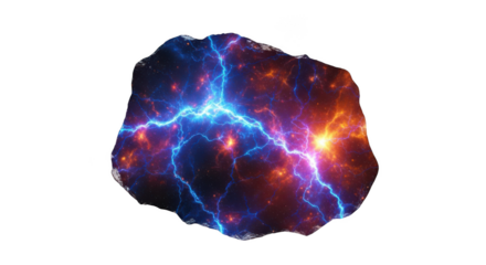 Abstract nebula with blue lightning isolated on transparent background