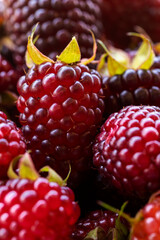 Fresh Ripe Blackberries Close Up with Natural Texture