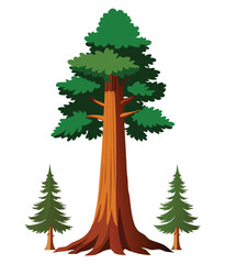 Realistic Giant Tree Graphic Isolated on White