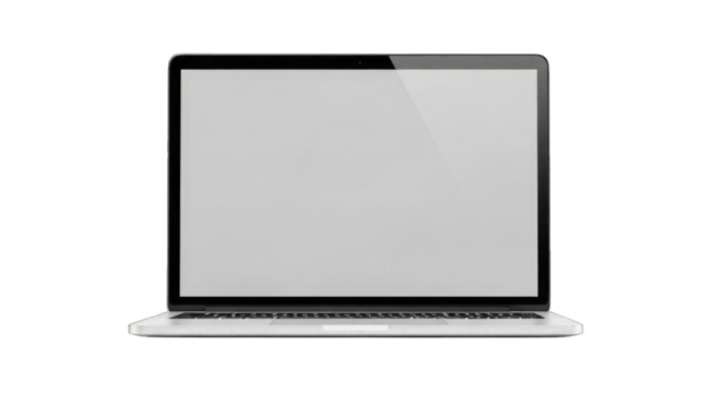 Silver Laptop with Blank Screen computer notebook isolated on a transparent background - Powered by Adobe