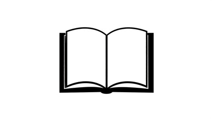 Simple black and white open book icon