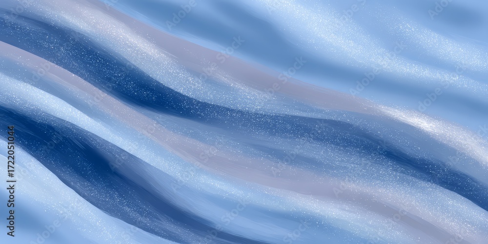 Poster blue and white background with a wave pattern and a lot of white dots. the wave pattern is created b