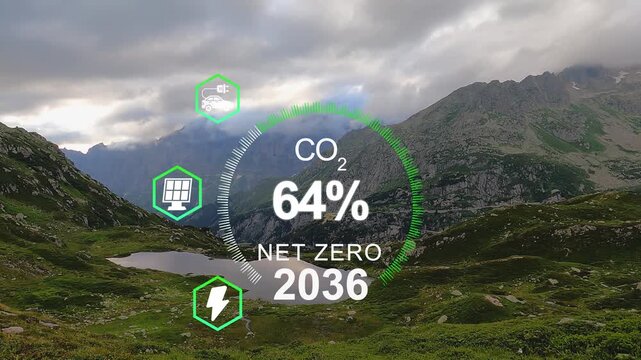 Net zero emissions .CO2 reduce concept Net zero emissions, environment of ESG, co2, company circular and clean zero. Technologies Environment, Organization Sustainable development . 4K video