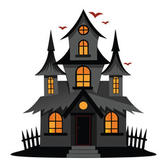 Halloween Haunted Mansion Vector Illustration